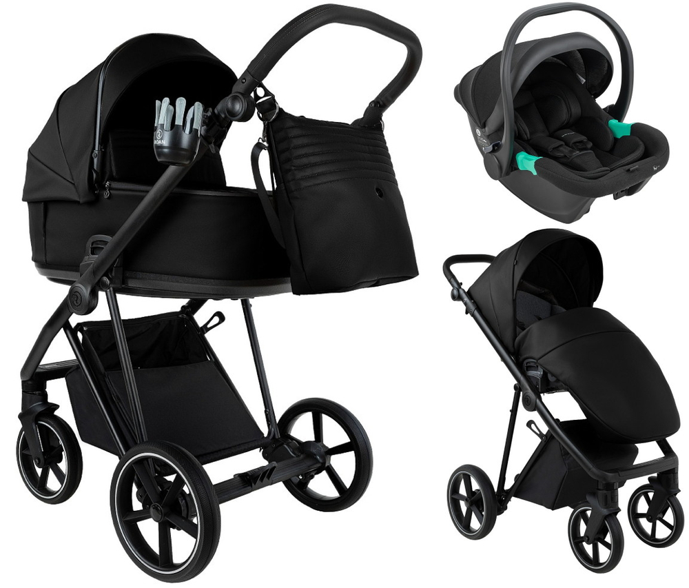 Детская коляска Roan Sol Vintage Leather 2.0 3 в 1 с автокреслом Pituso Santiso Pro Black SL/10/L Black/Black/руч.Черный