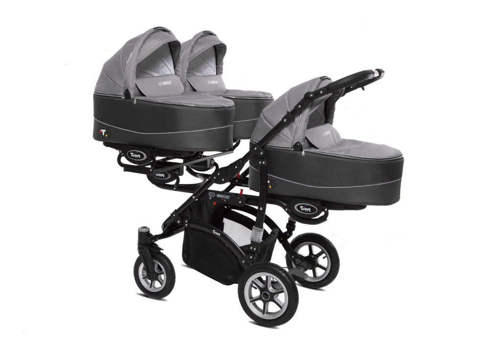 Коляска для тройни BabyActive Trippy Premium 2 в 1 (Серый)