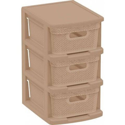 Комод 3 ящика, Ajur, 30х37х52 см, кофейн, плетеный, BQ3795КФ, BranQ