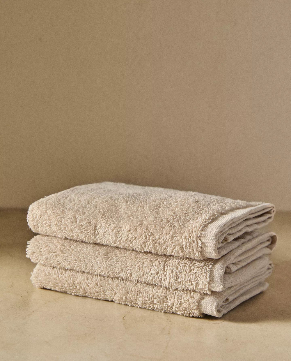 Zara Home - Набор хлопковых полотенец для рук (комплект из 3 предметов)), бежевый, 30х30 см