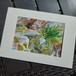 Картина авторская акварельная в паспарту 21х30 см на стену для интерьера "Берег Ладоги"