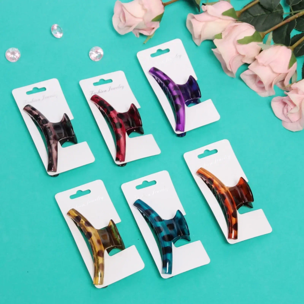 Заколка-краб для волос на блистере «Diana Collection - Rita», микс 6 цветов, 9.5см