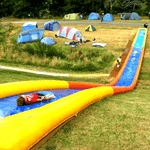 Водная горка с надувным дном, герметичная ТУРБО "Капля", длина 35 метров