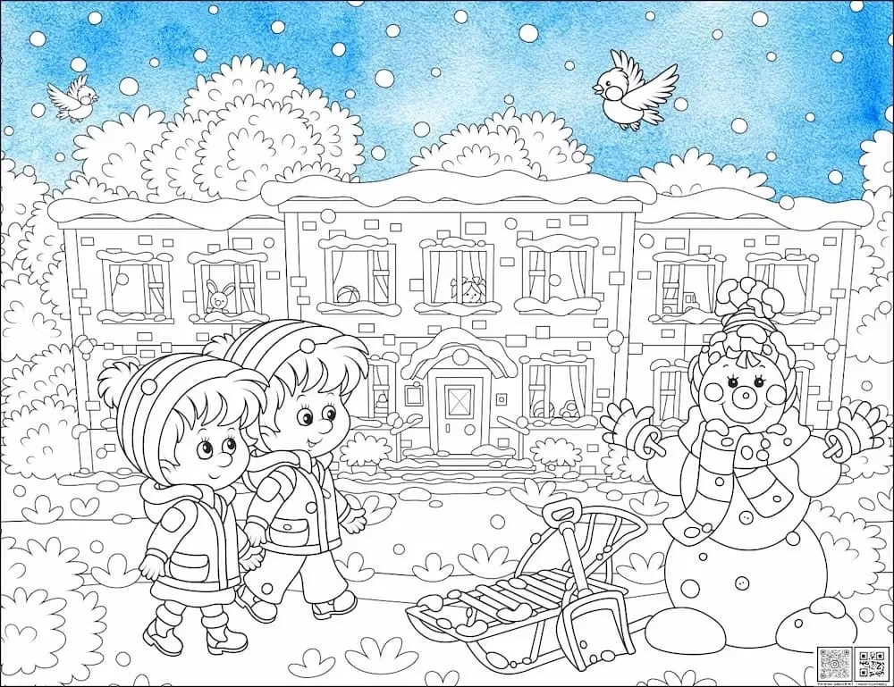 Цифровое панно ID Wall Раскраска в цвете "Зимняя прогулка"