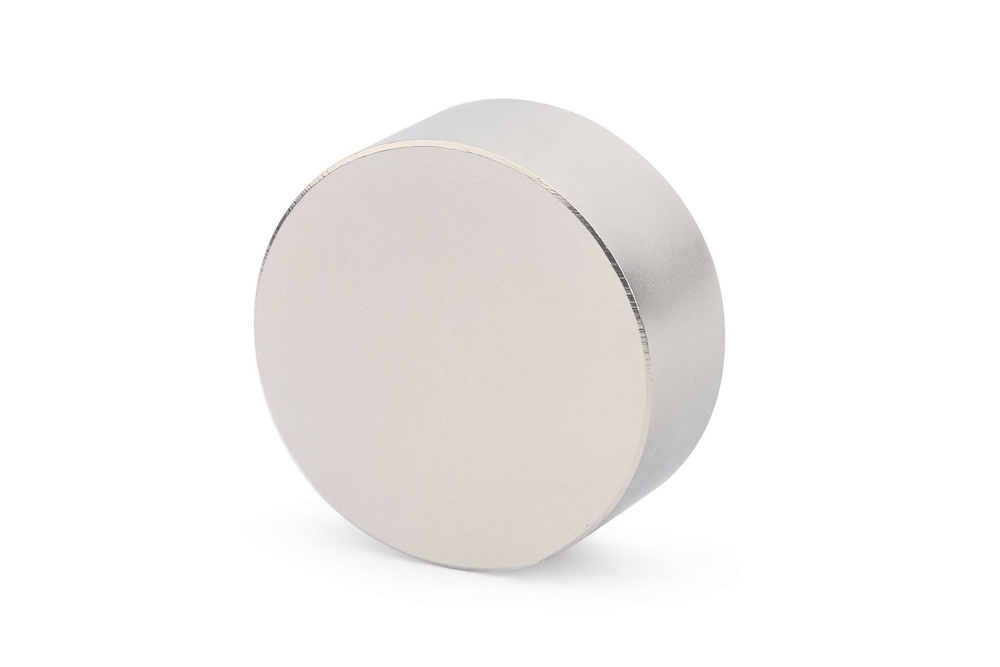 Неодимовый магнитный диск 50х20 мм, N38, никель