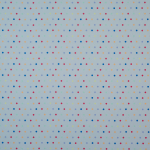 Шёлковый крепдешин приглушенно-голубого цвета в разноцветный горох