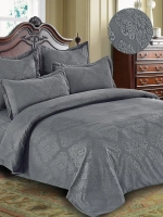 Постельное белье Евро Макси полисатин/жаккард Павлайн Laura Серый