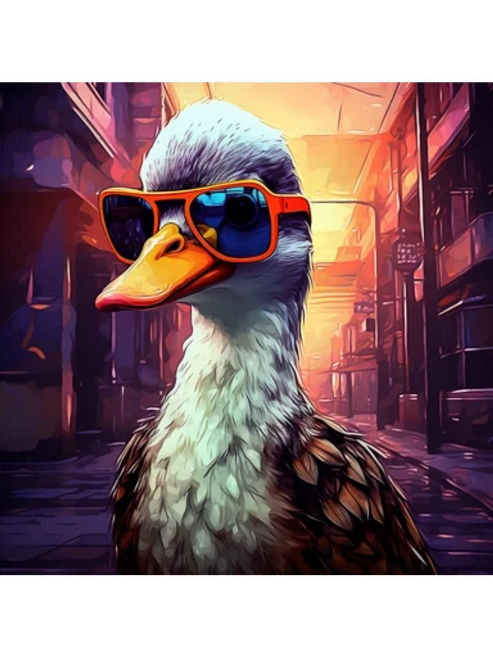 Картина по номерам 30х30см. "Стильные животные" (20цв) Стильный гусь (арт. Х-6345)