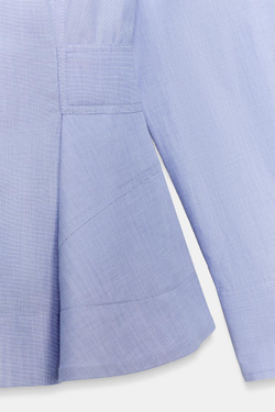 ZARA РУБАШКА ИЗ ПОПЛИНА С БАСКОЙ — ZW COLLECTION, СИНИЙ МЕЛАНЖ