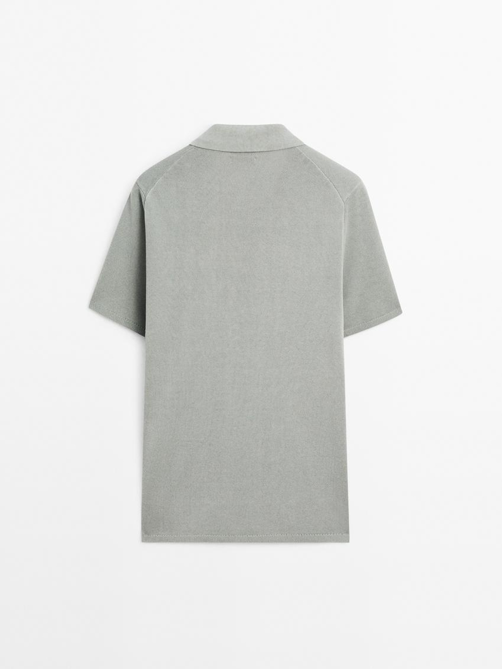 Massimo Dutti Трикотажная футболка с воротником поло, светло-голубой