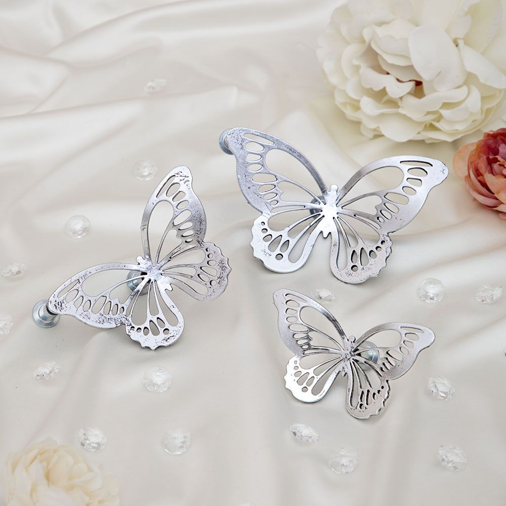 Ручка мебельная Бабочки 130 Античное серебро