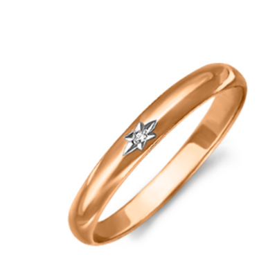Обручальное кольцо из красного золота c бриллиантом 01-0024-00-101-1110-30