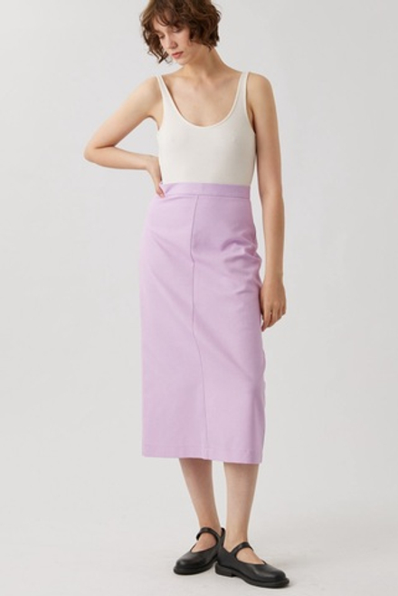 Юбка с разрезом из сиреневой джинсы