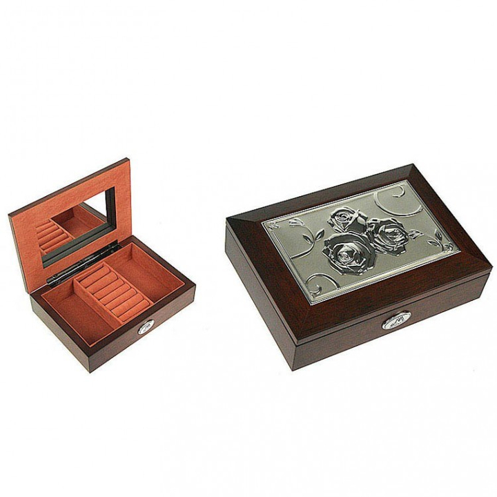 Шкатулка ювелирная "Moretto" букет из 3 роз, внутри персиковый, дерево, цвет коричневый