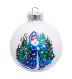 Элита НФШ-1029 Ел. украшение Шар «Снегурочка с птичкой» 85 мм