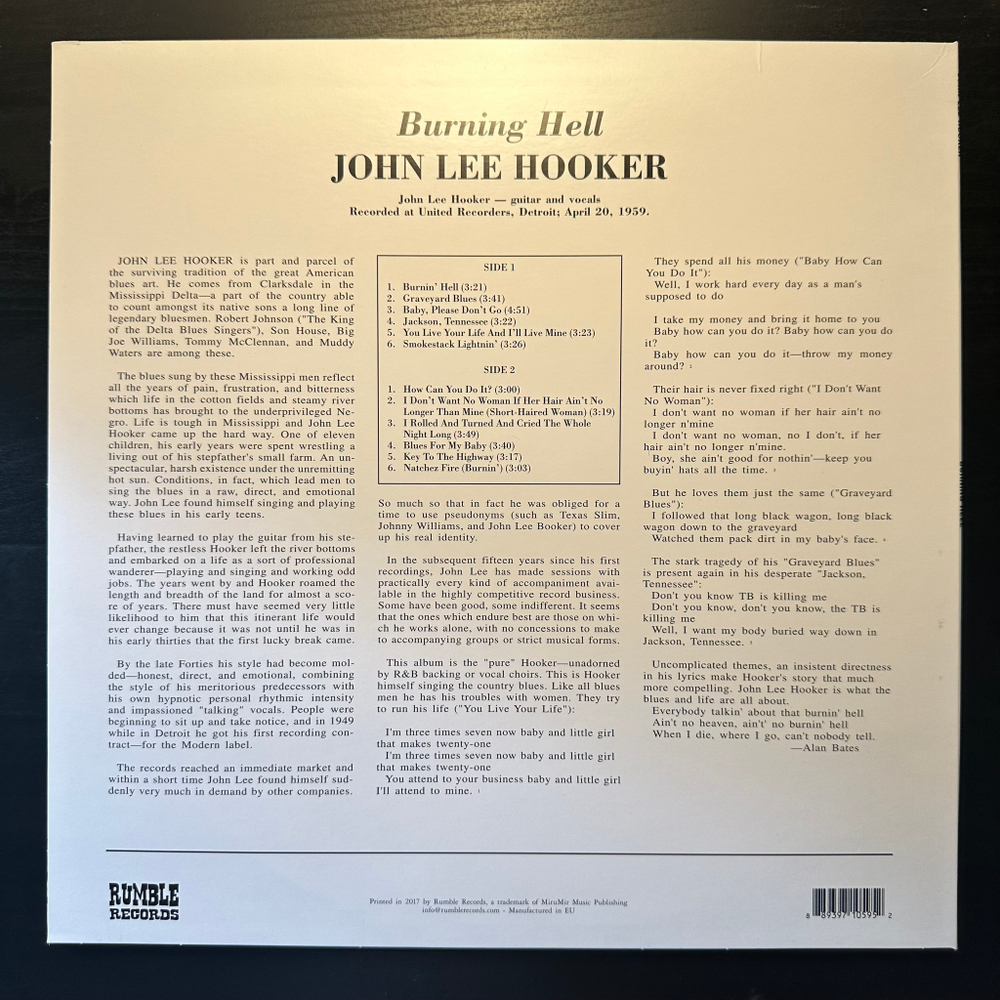 John Lee Hooker - Burning Hell (Европа 2017г.)
