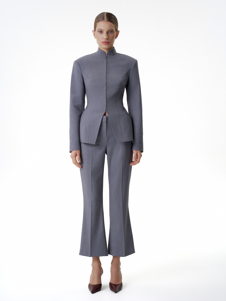 Брюки укороченные серые