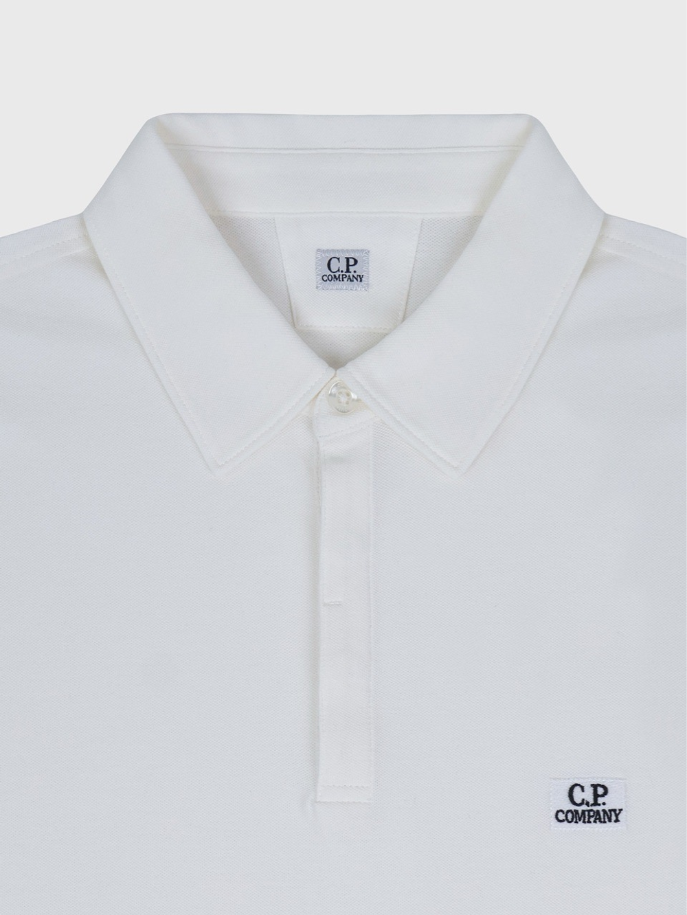 Поло C.P. Company Stretch Piquet Concealed Placket Gauze White