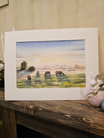 Картина авторская акварельная в паспарту 30х40 см на стену для интерьера "Утренняя идиллия"