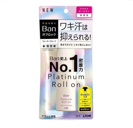 LION Дезодорант-антиперспирант роликовый ионный блокирующий потоотделение "BAN Platinum" (устойчивый к трению, без запаха/аромат мыла) 40 мл