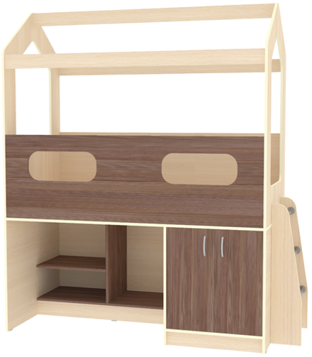 Кровать-чердак КарИВи ДС-12  Дуб Молочный Бодего Темный