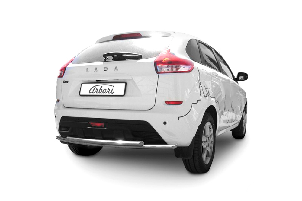 Защита заднего бампера d42 + d42 двойная Arbori нерж. сталь для LADA Xray 2015-нв