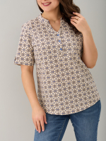 Блузка БЛ-122/экрю-орнаментголубой