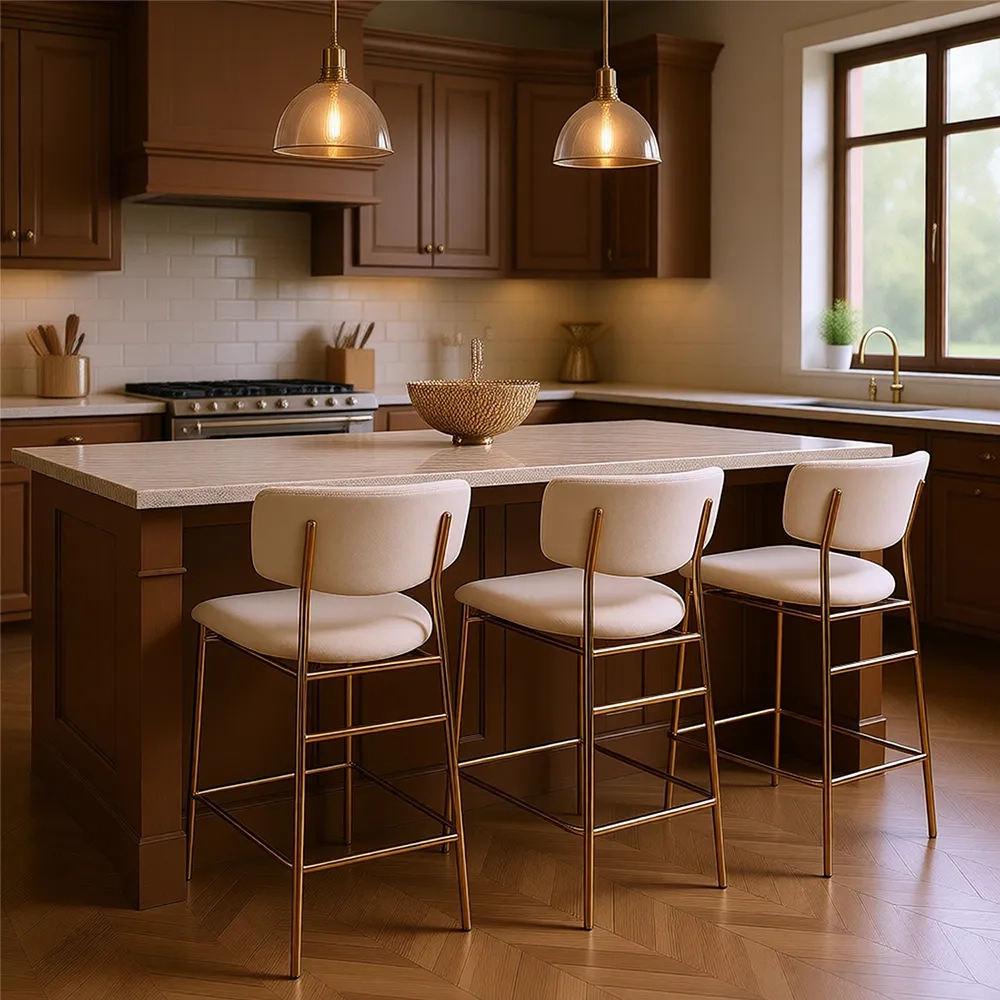 Стул полубарный Bradex Home Elle кремовый с золотыми ножками