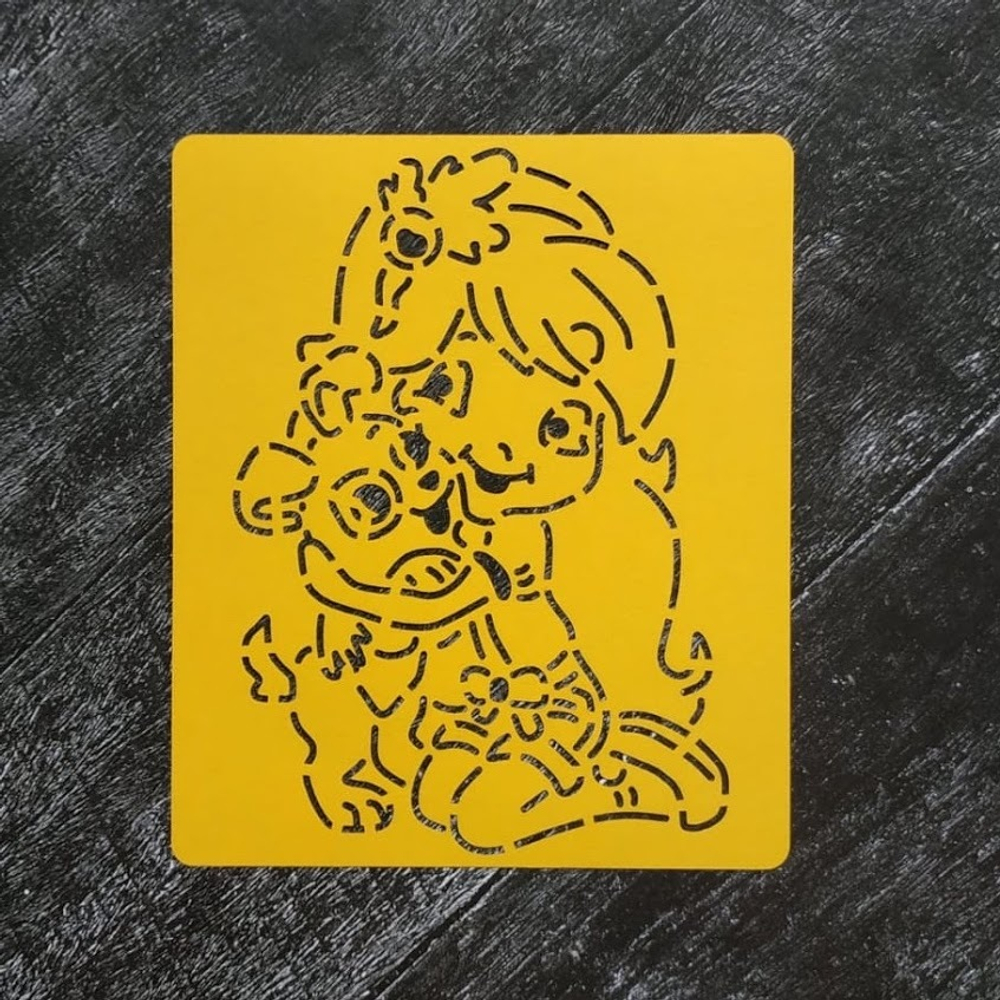 Трафарет №13 Девочка с щенком