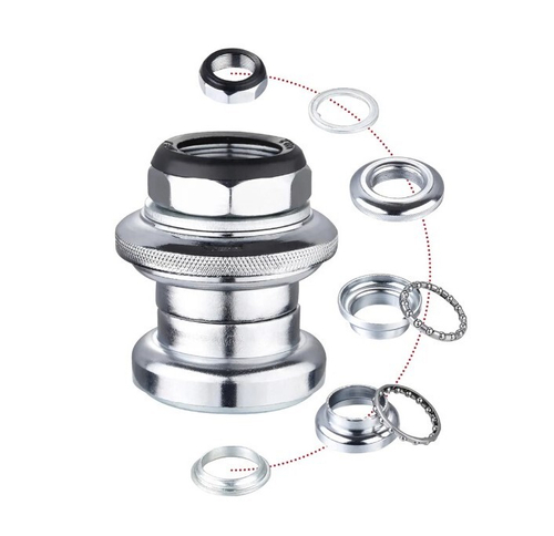 Рулевая колонка MIXIEER, 1", резьбовая, EC 30/25.4-24T  EC 30/27, подшипники 5/32"x16- 2шт, высота 35мм, серебристая (50/200)