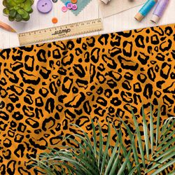 Ткань шифон оранжевый леопардный принт