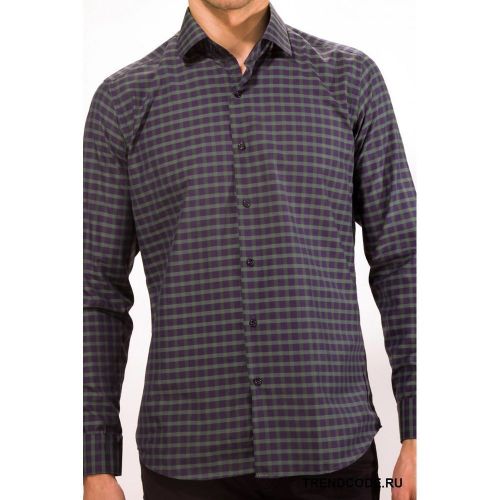 Мужская рубашка серая в клетку приталенная MAZZARO SLIM FIT M2211-3