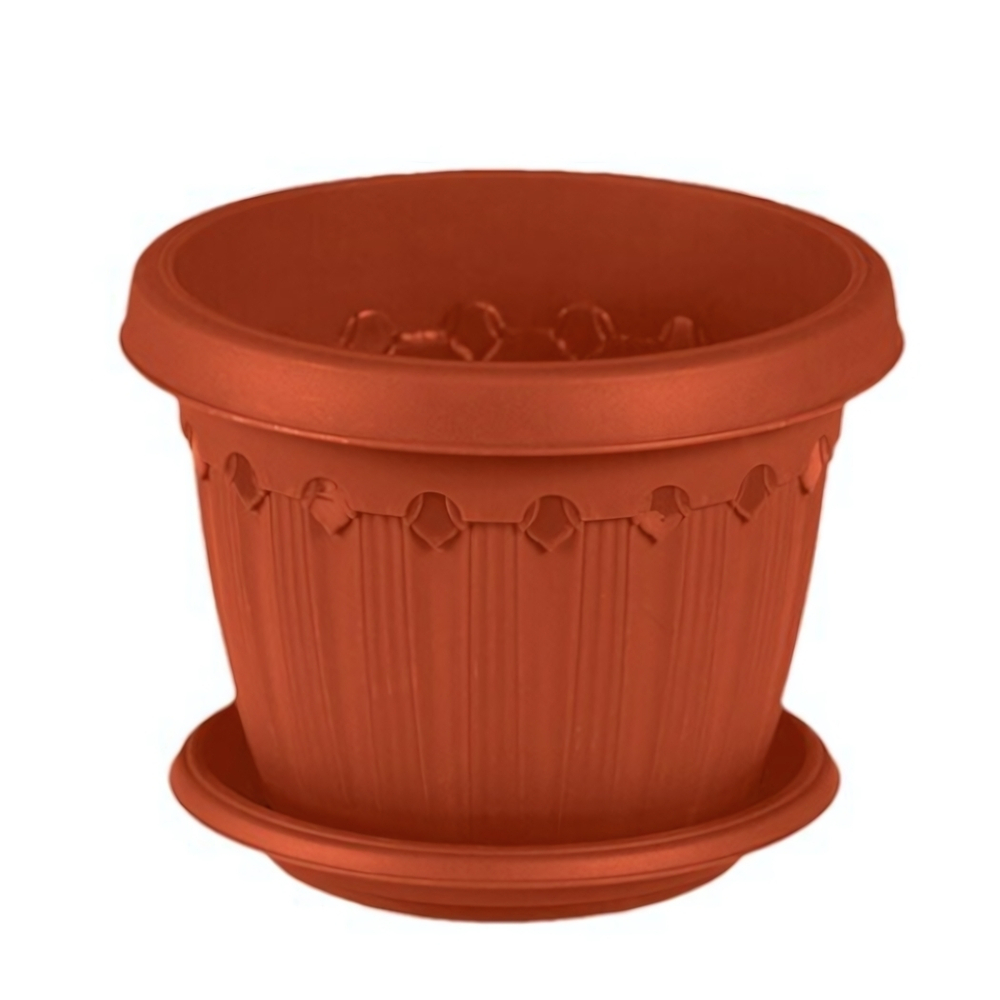 Кашпо "Флавия" 1 л с поддоном цвет терракотовый