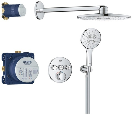 Набор для комплектации душа GROHE Grohtherm SmartControl: встраиваемый термостат, SmartBox, верхний душ, ручной душ, ограничитель расхода, хром