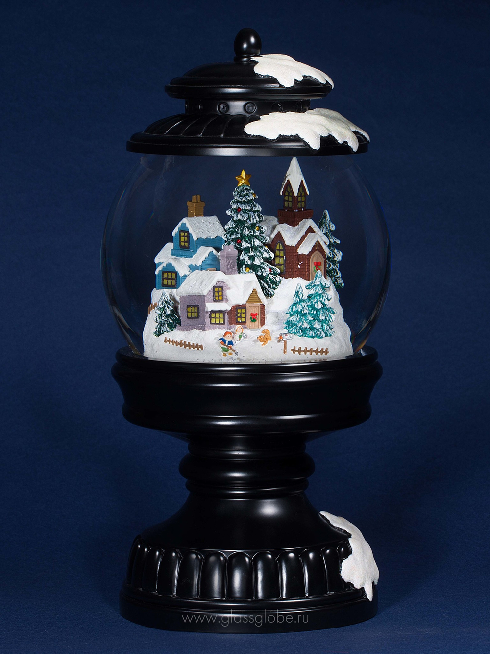 Снежный шар Новогодний фонарь с метелью и подсветкой