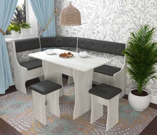 Кухонный уголок bello "Оливьер" (Сосна Винтерберг/Кожзам Mercury Graphite (AT)) -G/Л1