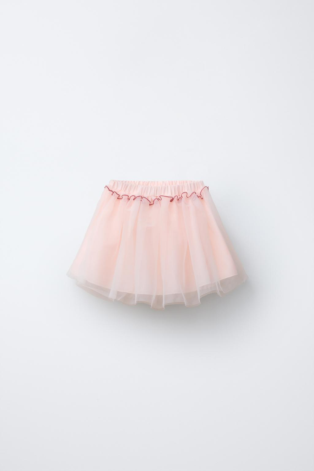 ZARA ЮБКА ИЗ ПОЛУПРОЗРАЧНОЙ ТКАНИ, СВЕТЛО-РОЗОВЫЙ