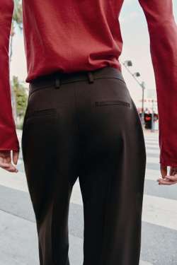 ZARA ПРЯМЫЕ БРЮКИ С ЗАЩИПАМИ, КОРИЧНЕВЫЙ