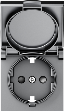 Накладка для розетки Schuko с заземлением,  с крышкой,  16A 250 В~,  матовый серый,  серия A07