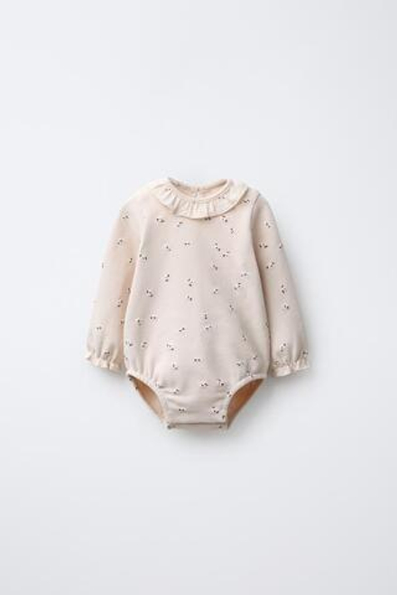 ZARA ТЕПЛОЕ БОДИ С ЦВЕТОЧНЫМ ПРИНТОМ, РОЗОВЫЙ