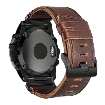 Ремешок для Garmin 22 мм Hemsut Quickfit кожаный (темно-коричневый)