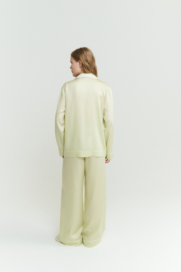 Брюки из тенселя с кантом лайм