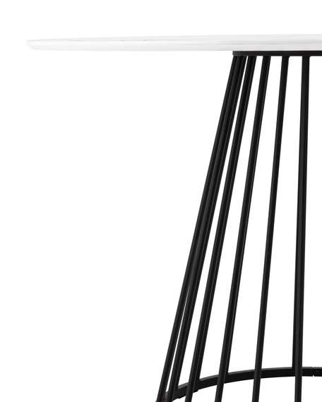 Стол Nels Ø110 см, белый мрамор, черная ножка