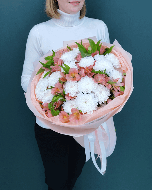 Букет из альстромерии и хризантемы(00434)