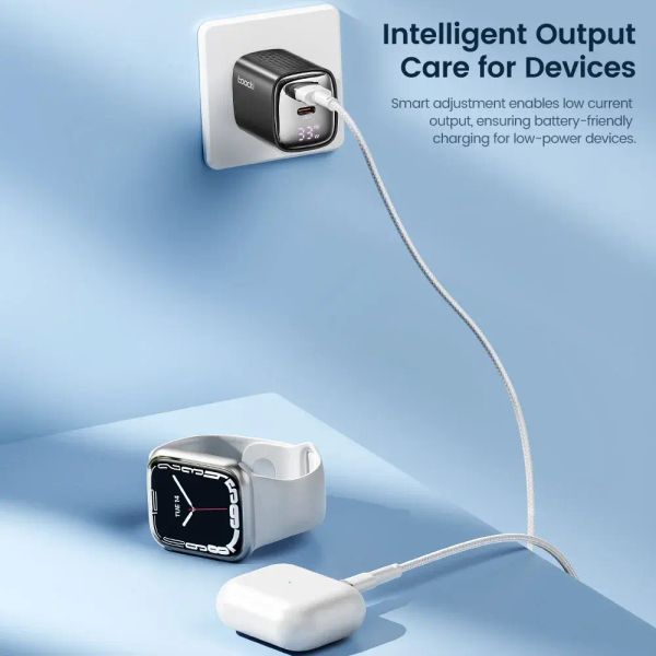 Адаптер питания Toocki 33Вт (Type-C + USB-A) Черный
