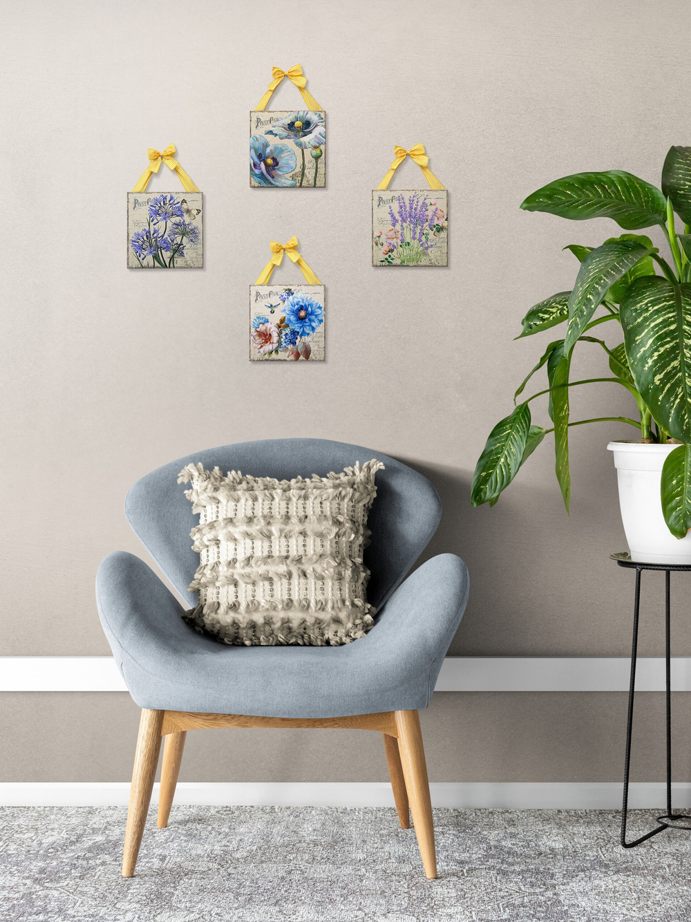 Панно на стену для интерьера набор 4 шт "Лаванда"