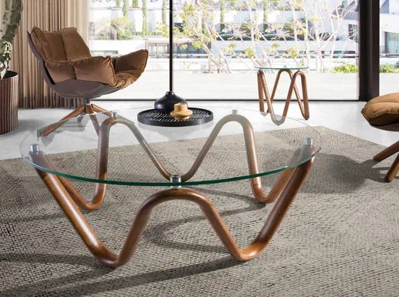 Журнальный столик 2124/CT20048 из стекла и ореха