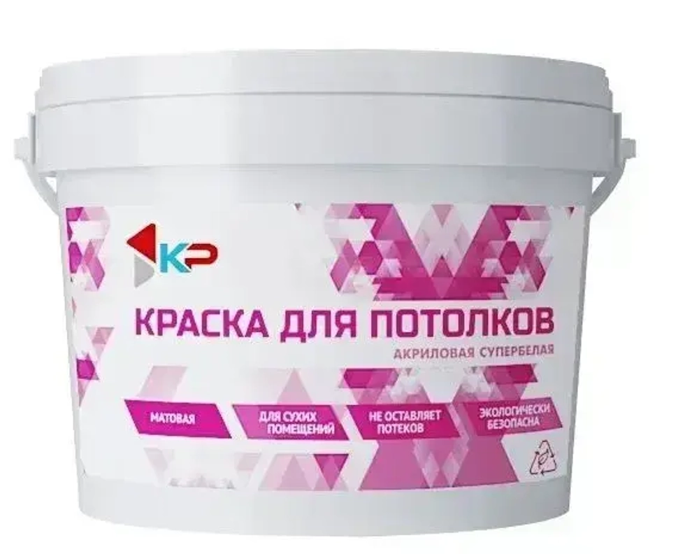Краска акриловая супербелая для потолков КР, 14 кг