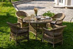 "Дольче" обеденная группа из искусственного ротанга, цвет соломенный