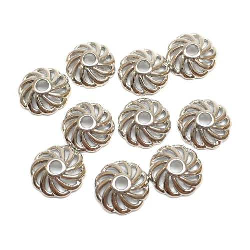 Шапочки для бусин "Твист" 8х2 мм, родий